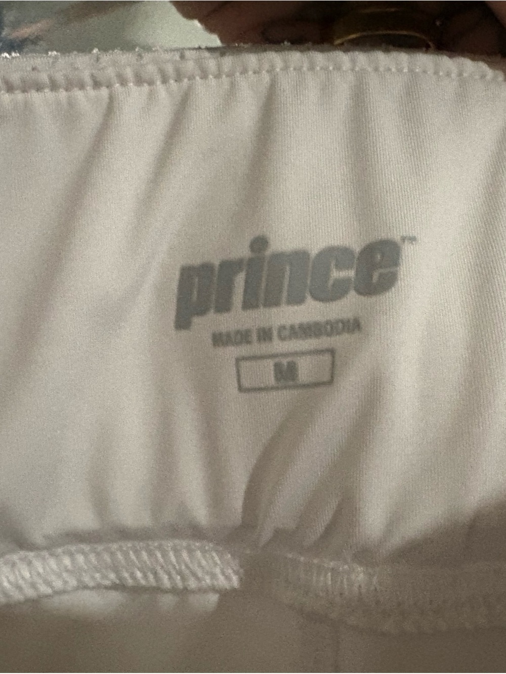 Prince White Athletic Shorts with Gray Logo Print